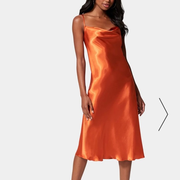 SATIN COWL NECK SLIP MIDI DRESS NWT - Picture 9 of 11